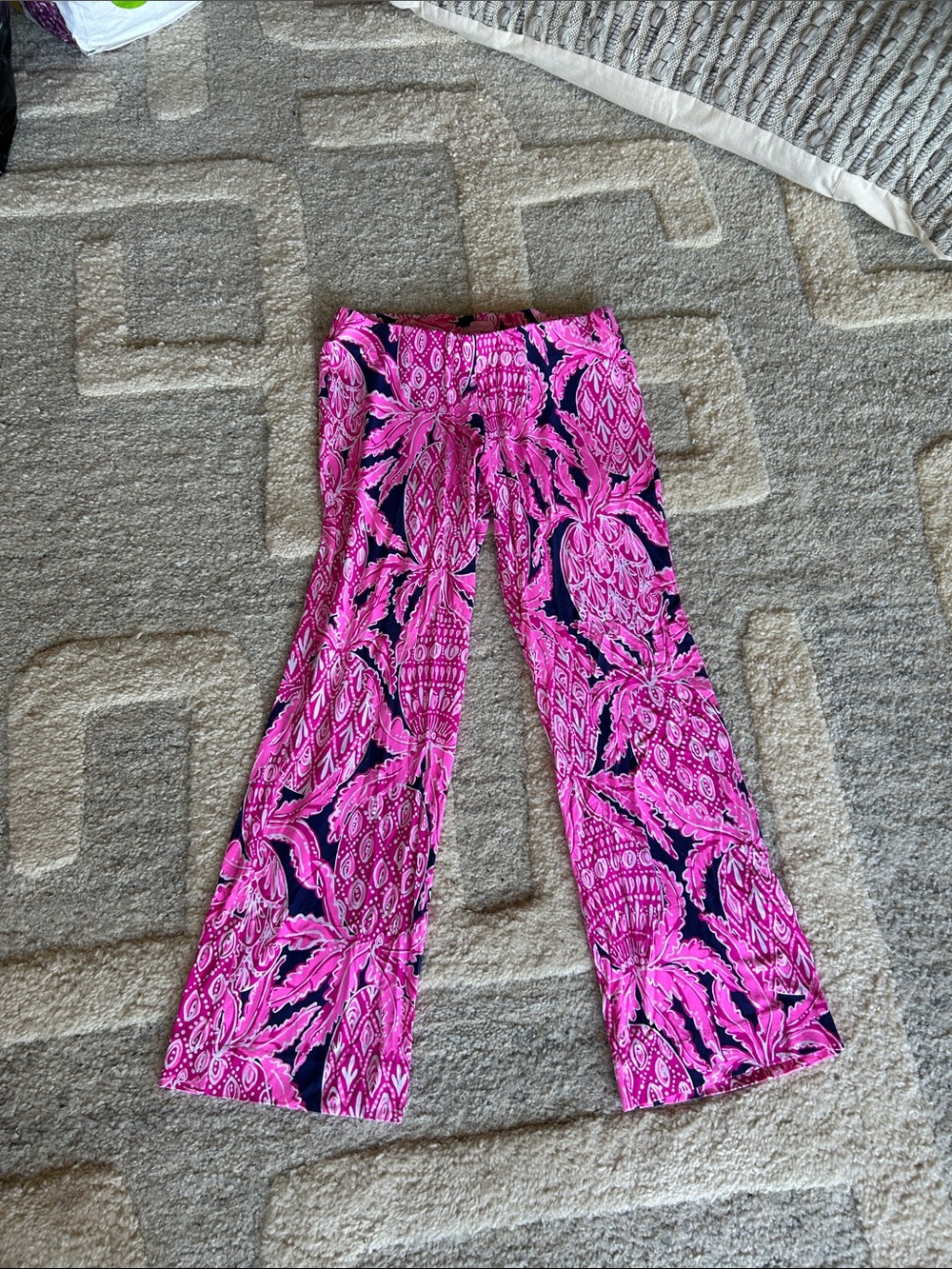 Lilly Pulitzer Hot Pink and Navy Printed Flare Leggings